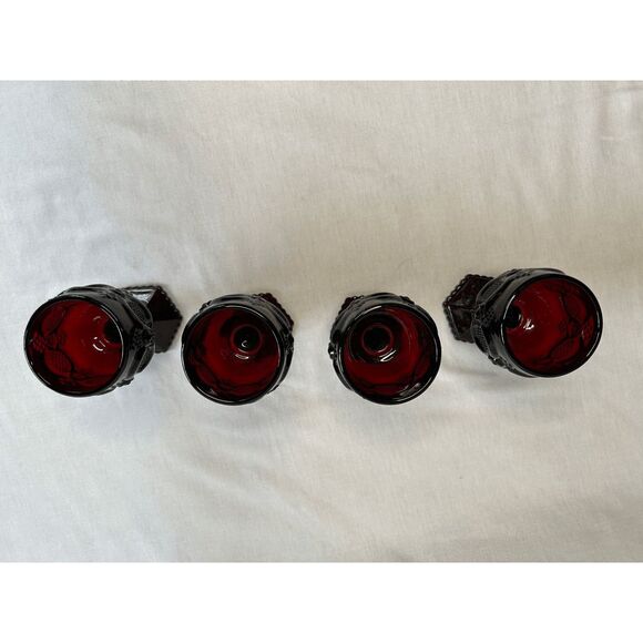 Avon 1876 Cape Cod Ruby Red Small Wine/Cordial Glass Set of Four, 4.5 Inches - Picture 5 of 6
